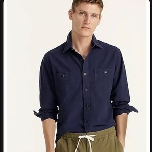 NWT Men’s J.Crew Small Navy Cotton Twill Workshirt Button Up Elbow Patch $80